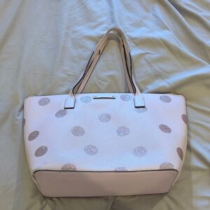 Kate Spade Light Pink Polka Dot Tote Bag with Glitter Accents
